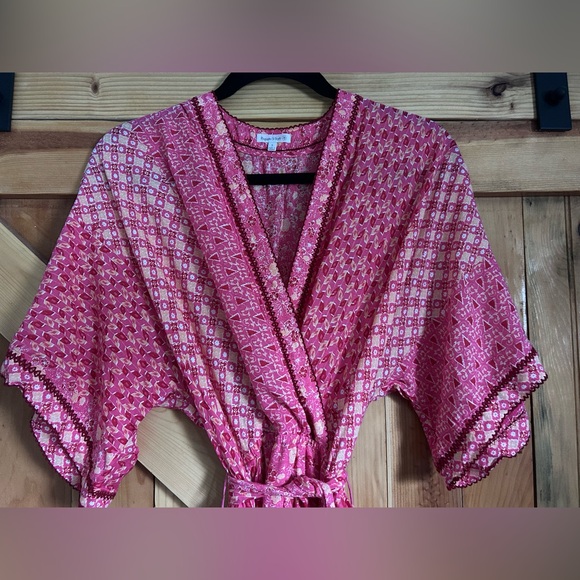 POUPETTE ST. BARTH - LONG DRESS ADHA - PINK BATIK STRIPE Small - Picture 4 of 6